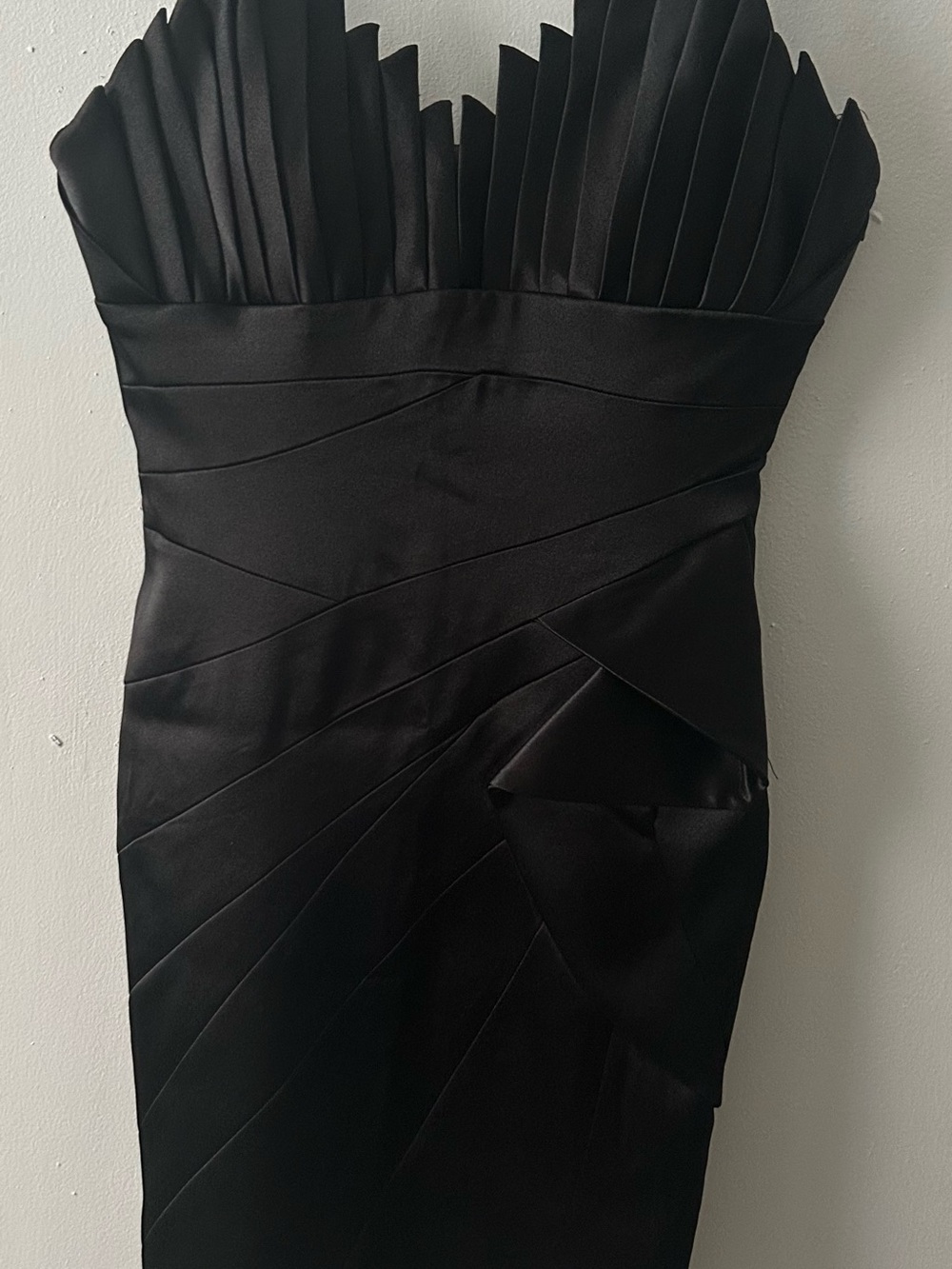 Black Pleated Detail Sheath Dress with Straps